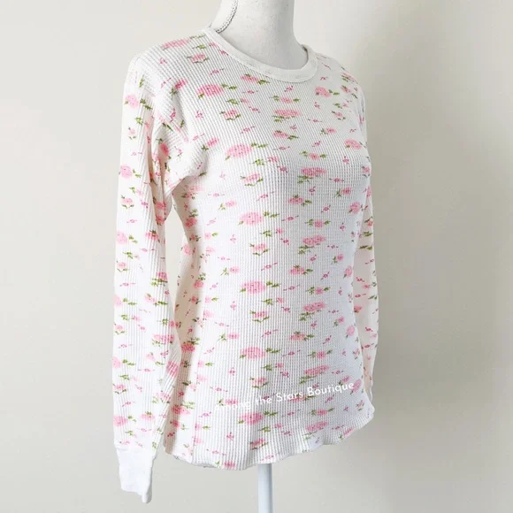 Rare Vintage 90s Dainty Floral Long Sleeve Thermal ASO Rachel Green in Friends - Picture 9 of 11